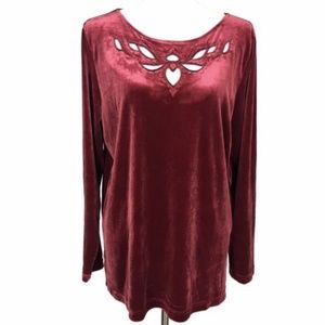 Bob Mackie Large Long Sleeve Velvet Blouse Cut Out